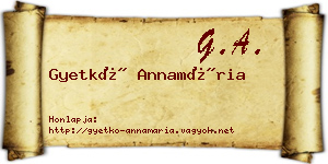 Gyetkó Annamária névjegykártya