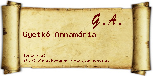 Gyetkó Annamária névjegykártya